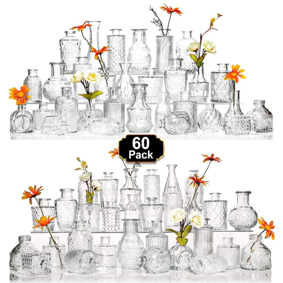 Set de jarrones Glass Bud Arme, 60 unidades, flores a granel de vidrio transparente