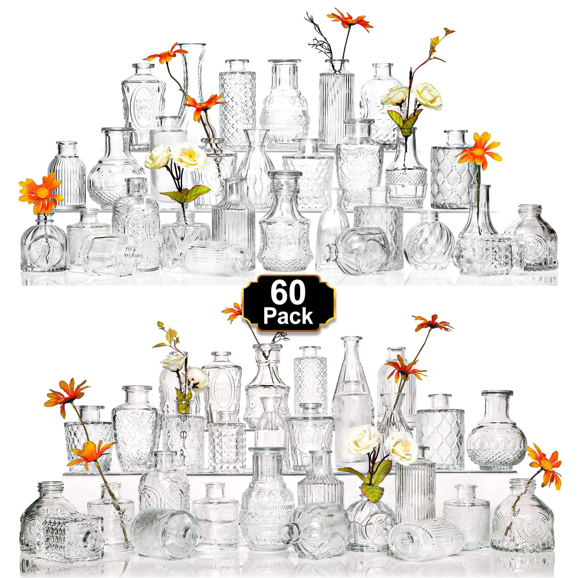 Set De Jarrones Glass Bud Arme, 60 Unidades, Flores A Granel De Vidrio Transparente