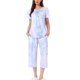 thumbnail image 1 of INSPIRE CHIC Conjunto de Pijama de Mujer con Tinte de Corbata Cuello en V Manga Corta Pantalones Capri Conjunto de Salón con Bolsillos M Multicolor, 1 of 6