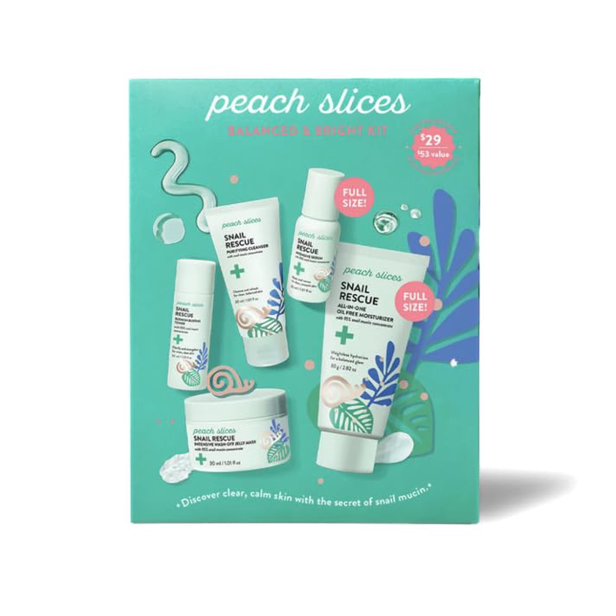 Kit De Cuidado Facial Peach Slices Snail Rescue Equilibrado Y Luminoso