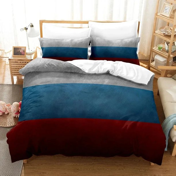 x2141 Bed Sheets Russian Flag State Insignia Bedding Set Duvet Cover Bed Set Quilt Cover Pillowcase Comforter Size Boys Adult 3-Piece Bedding Set (1 Duvet Cover + 2 Pillow Shams) nj2141