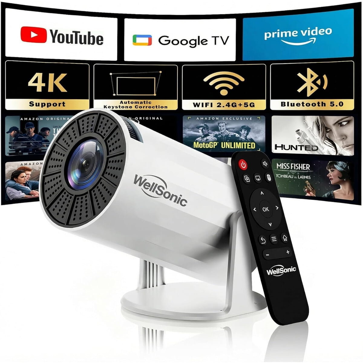 Proyector Mini Wellsonic X8max2 4k Wifi Bluetooth Portátil