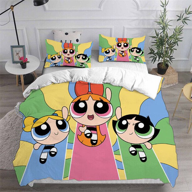 The Powerpuff Girls Bedding Sets Cartoon Duvet Cover Cover Set Comforter3-Piece Bedding Set (1 Duvet Cover + 2 Pillow Shams)