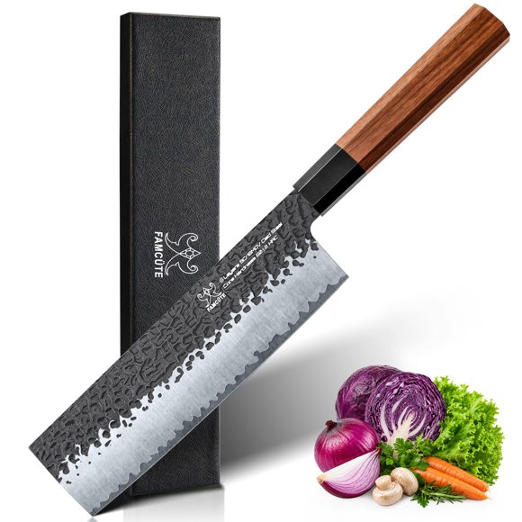 Cuchillo Nakiri FAMCÜTE de 18 cm Forjado a Mano Ultraafilado