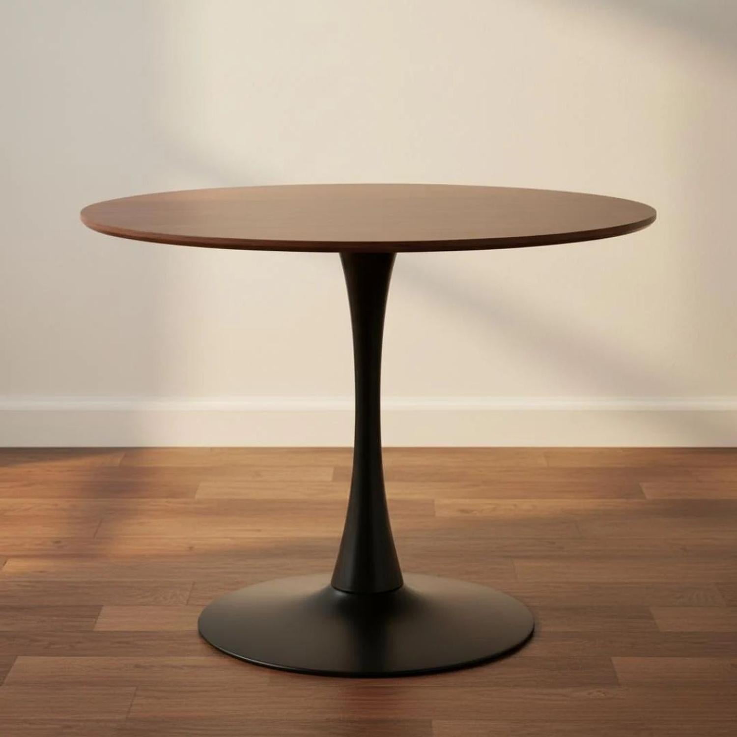 Pandalino - Mesa Redonda Tulip 120cm | Cubierta Efecto Madera Oscura