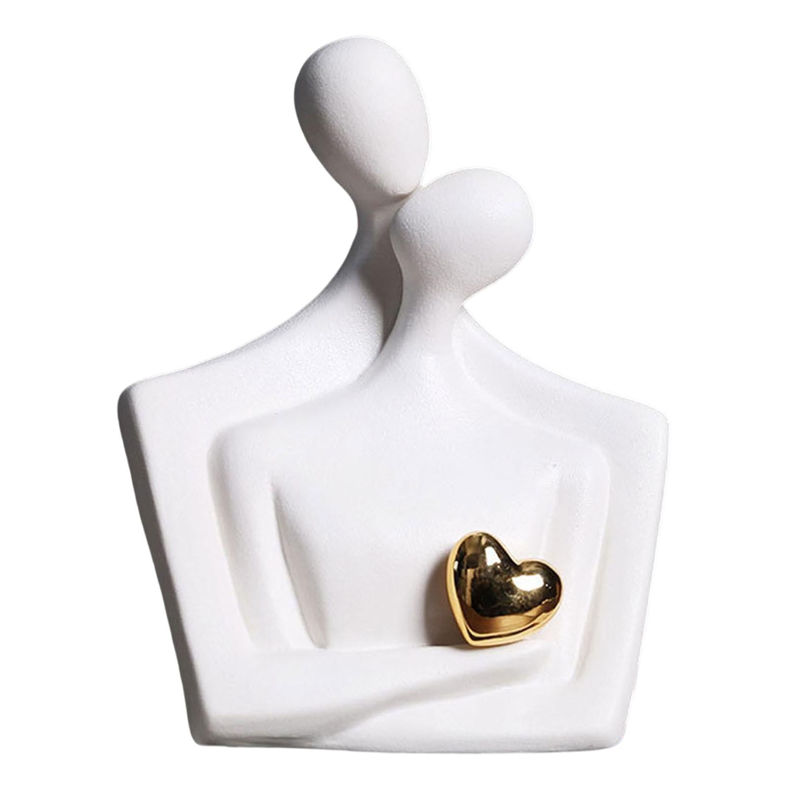 Bothyi - Estatua Abstracta De Amante, Artesanías Creativas Nórdicas Para Gabinete, Escritorio, Oficina, Abrazo Blanco