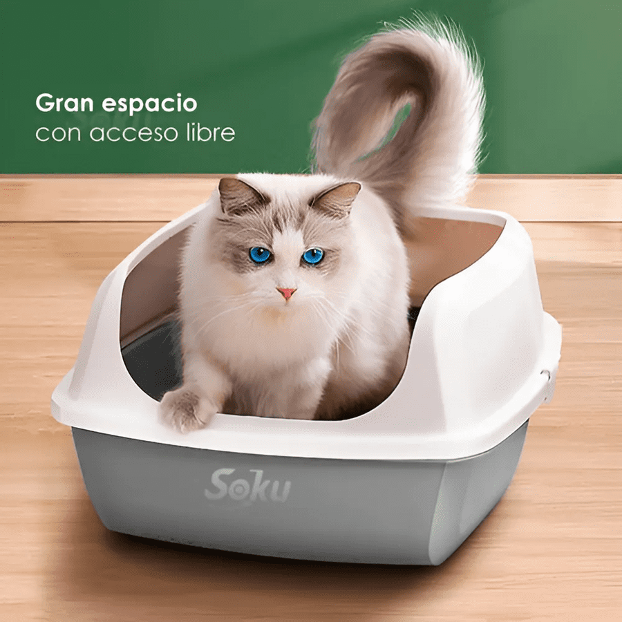 Arenero Gato Extension Anti Derrame Pala Caja Extra Grande Color Gris
