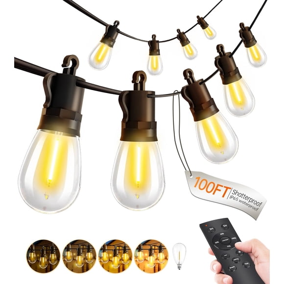 Luces de guirnalda para exterior TBOSW 30 m 28+2 LED con control remoto IP65