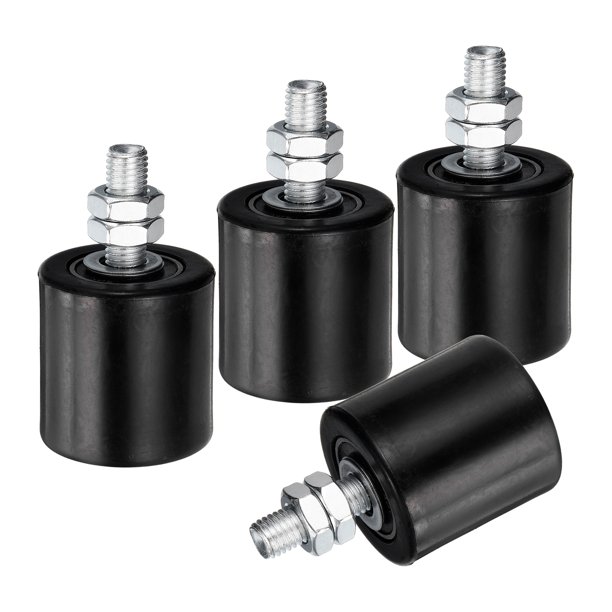4 Paquete de Rodillos Guía para Puerta Corredera, Rodillos de Nylon de 2", Ensamblaje de Soporte para Puerta, Guía Universal con Rodamiento de Bolas Sellado para Puerta Corredera, Negro
