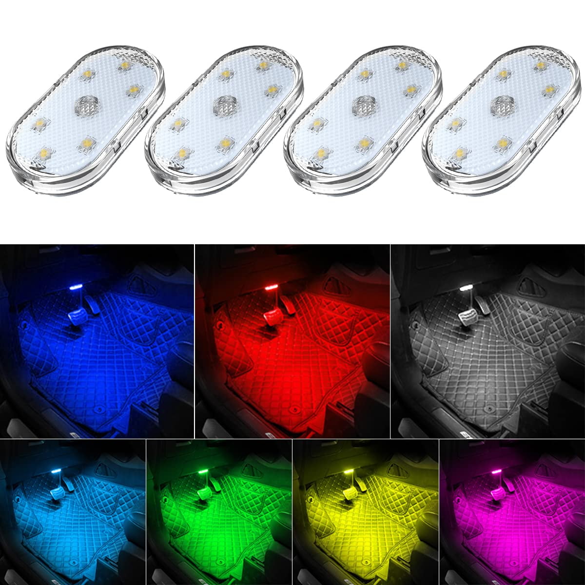 Luces Led Para Coche Tekshinny, 7 Colores, Para Interiores, Usb Inalámbricas