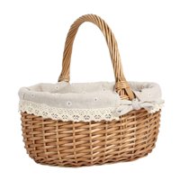 Ioensy - Cesta De Picnic De Mimbre Cesta De Regalo Decorativa Resistente Para Cocina Dormitorio Playa L Beige