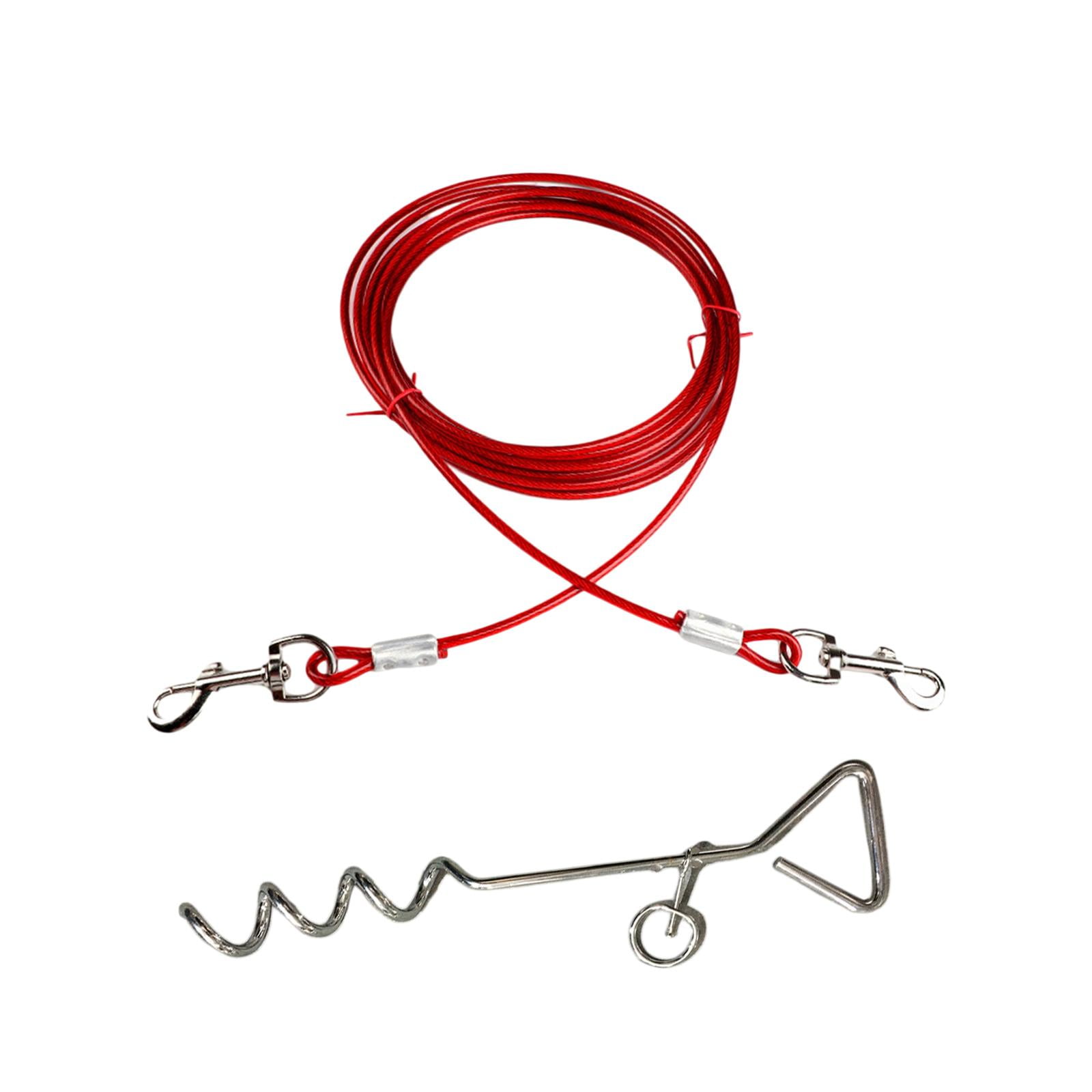 Ioensy - Cable De Amarre Para Perros Y Cadena Para Perros De Estaca Para Jardín De Playa, Perros Pequeños A Medianos, Cable Rojo De 300 Cm