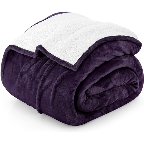 Blanket Utopia Bedding Sherpa, tamaño doble, ciruela, 170 x 168 cm, 480 g/m²
