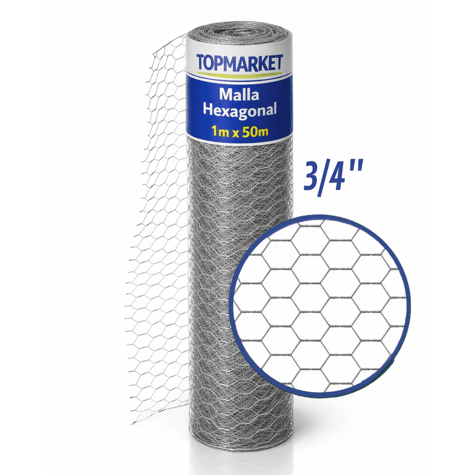 Malla Hexagonal Galvanizada 3/4" 1 x 50 Mt