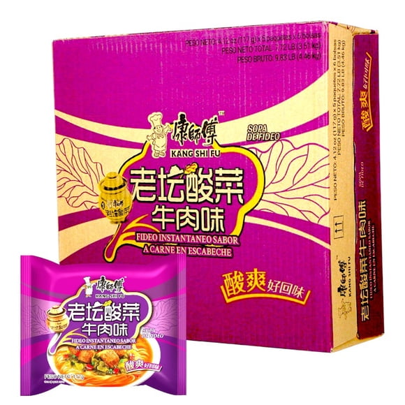 Fideo Instantaneo Kang Shi Fu Sabor a Carne en Escabeche 117g*30 Bolsas