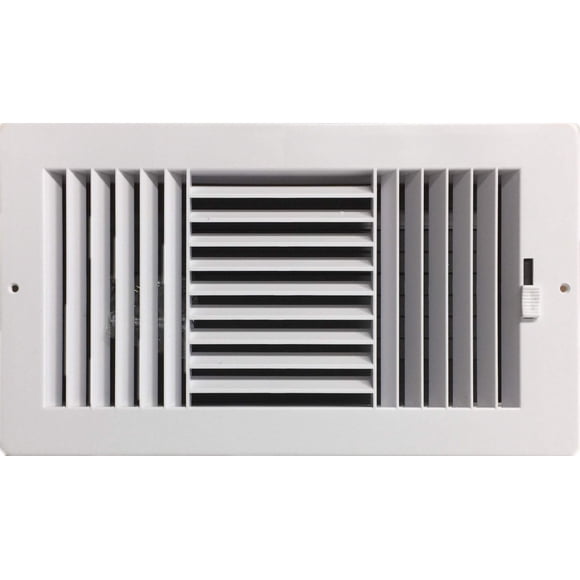Registro lateral para pared o techo, plástico de tres vías, 12 x 6 cm, blanco