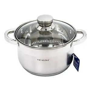 Leon Import - Olla Cacerola De Acero Con Tapa Vicalina Vl-7013 3,6Lts 20Cm Color Plateado