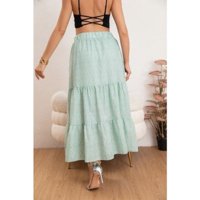 Likeshop - Falda Larga Mujer Algodón Tiro Alto Broderie Encaje Bordado 0046