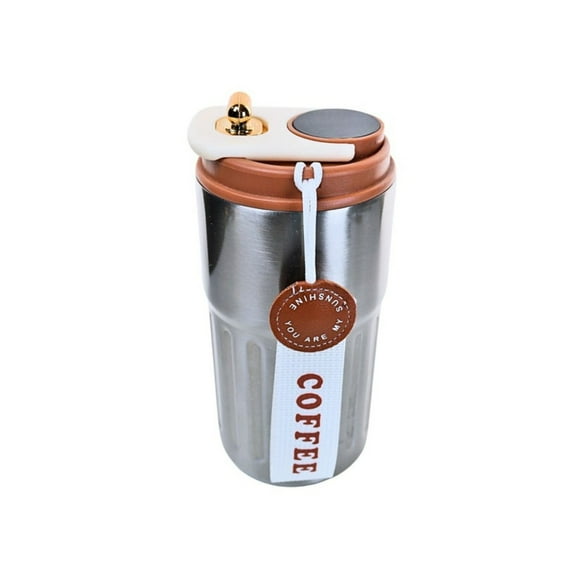 Vaso Térmico De Acero Inoxidable Termómetro 460 Ml Plateado