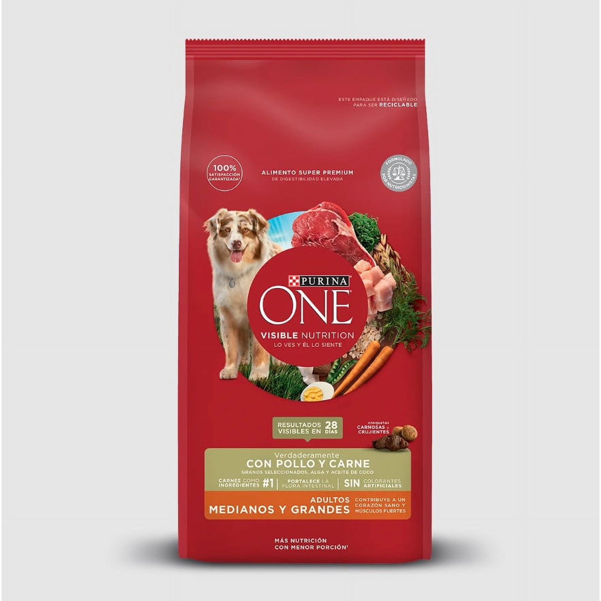 Alimento Seco Perro Adulto Raza Mediana/grande Pollo Y Carne Bolsa 12 Kg Purina One