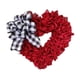 thumbnail image 4 of Corona de corazón rojo para Valentín, 15,7 pulgadas, guirnalda artificial con lazo a cuadros para puerta de entrada, para aniversario, accesorios, 4 of 5