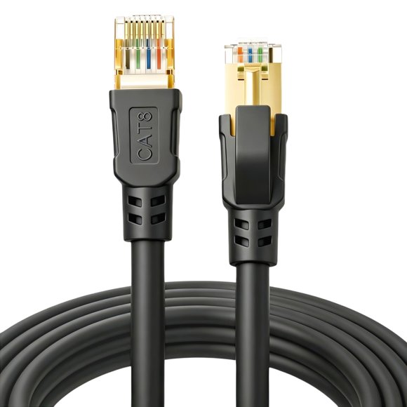 Cable Ethernet DDMALL CAT8 de 45 cm, 40 Gbps, Negro