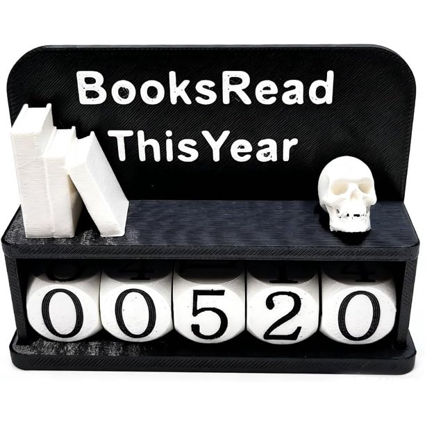 Contador libros leídos año adorable estético lector números giratorios decoración escritorio blanco planta