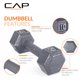 thumbnail image 3 of Mancuerna hexagonal de hierro fundido CAP Barbell de 15 lb / 6.8 kg, 3 of 7