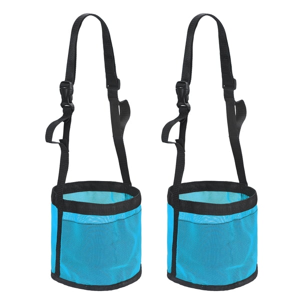 Bolsa de Alimentación para Caballos Uxcell, Bolsas de Heno Tipo Bozal con Correa Ajustable, Malla de Nylon, Fondo Impermeable