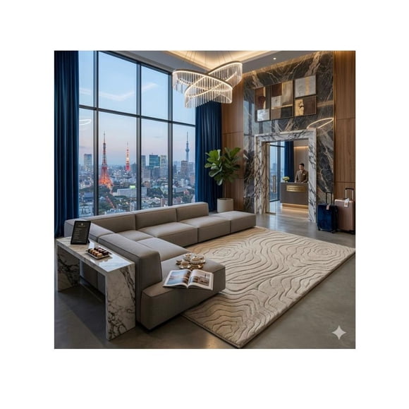 Alfombra jacquard 160x200 beige relive modelo harver moderna elagante decorativa 022548