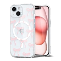 Funda De Teléfono Svanove Para Iphone 15 Clear Bow Coquette Pink
