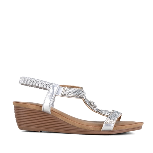 Sandalia Plana Plateado Casual Js55 Mujer