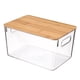 thumbnail image 1 of Contenedores apilables con tapa de bambú - Cesta organizadora para encimera de cocina para frutas, verduras y hortalizas (cebolla, patata) - Contenedores acrílicos con frente abierto para organizar, 1 of 5