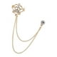 thumbnail image 1 of Insignia De Pin De Solapa Elegante Para Hombre Pin De Broche De Cadena De 2 Capas Para Traje De Esmoquin Dorado, 1 of 3