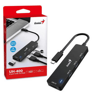 Genius - Hub De 4 Puertos Usb 3,0 Uh-400 Negro