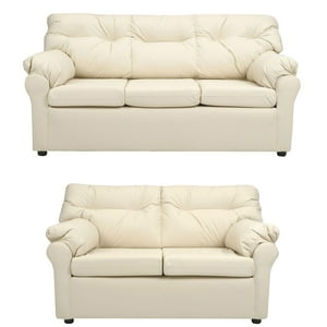 Muebles América - Living América 32 Cuero Sintético Beige