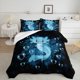 thumbnail image 1 of 3PCs Mode-rn Fashion -Polyester Comforter Set Dr-eamy Blue Sa-lamander Bed-ding Suit -with Prin-gting Soft Comf-ortable and Skin-F-riendly Bedroom Guest Room, 1 of 5