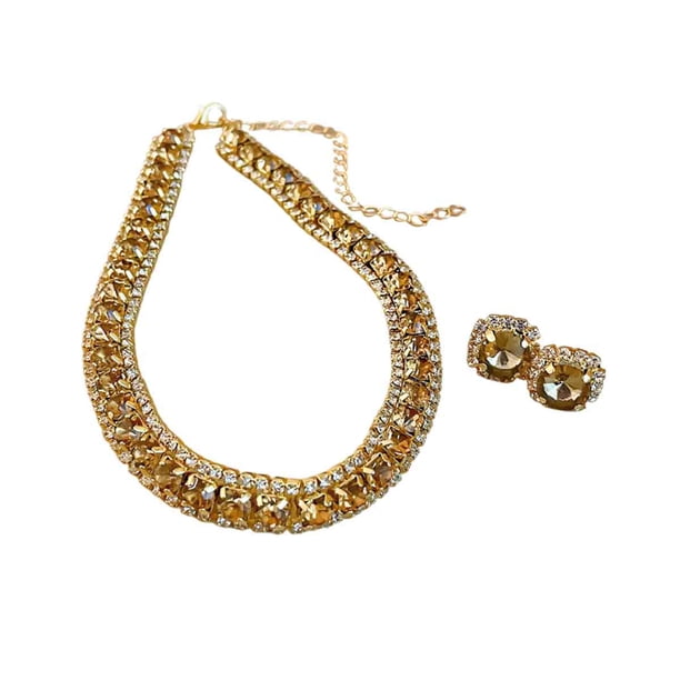 Conjunto de collar y pendientes con diamantes cuadrados, moderno, de lujo, con cadena de clavícula, personalizado y de alta sensibilidad.