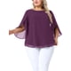 thumbnail image 1 of Agnes Orinda Blusas Casuales de Verano para Mujer Talla Grande de Escuela Colegio de Gasa Mangas de Pétalo 3/4 Cuello Redondo Fluidas 1X Púrpura Oscuro, 1 of 8