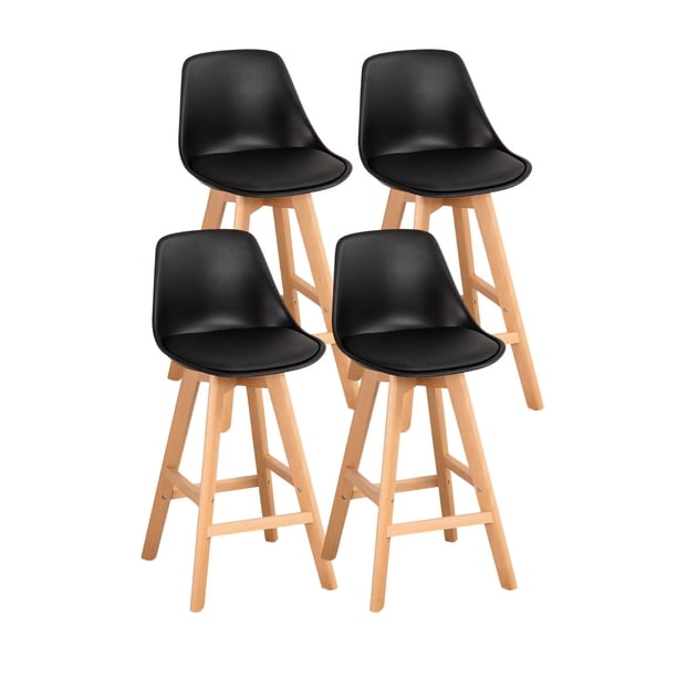 Pack 4 Taburetes O Pisos Terry Base Madera 61 Cm Negro