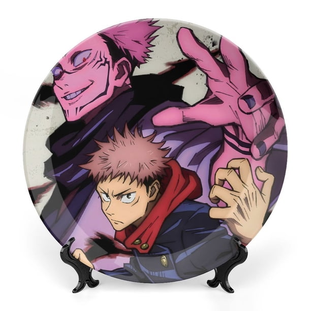 Jujutsu Kaisen Plato decorativo de porcelana fina (bone china), plato decorativo de cerámica para hogar, oficina, soporte de pared, platos decorativos para dormitorio - 6 pulgadas (15 cm)