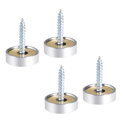 Genérica - Set 4 Tornillos Con Tapa Instalación Espejos Decorativos Plateado 14Mm