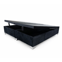 Base Cama Baúl 2 Plazas Felpa Negro Lore | Diseño Premium + Gran Almacenaje