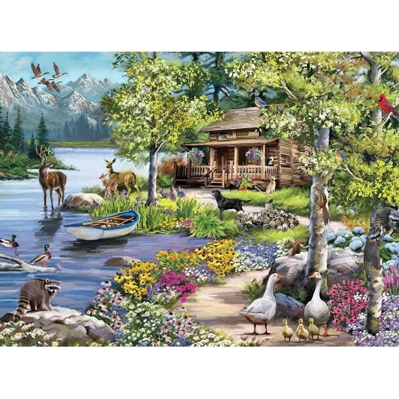 Rompecabezas Bits and Pieces Cabin by The Lake, 300 piezas