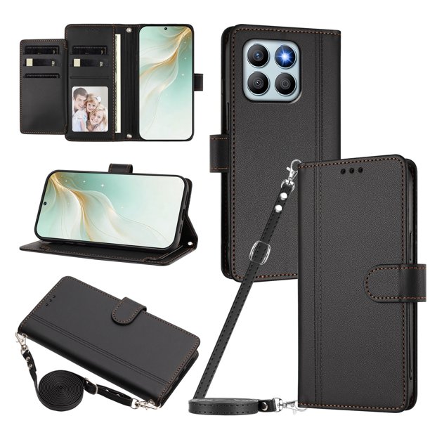 Honor X8B 4G Funda con Ranuras para 9 Tarjetas, Negro