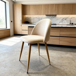 Silla Comedor Moderna Acolchada Metal Sora Venhoouse Felpa Beige