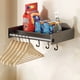 thumbnail image 1 of 1pc Wall Mounted Bathroom Storage Rack, Balcony Laundry Room Hanging Shelf, Bathroom Tray With Hooks, Space-saving Storage Shelf Over Washing Machine, Laundry Detergent Holder Organizer, Bathroom Acce, 1 of 4