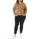 thumbnail image 4 of Chaquetas de mezclilla lavadas con bolsillos y cuello vuelto de manga larga para mujer de talla grande Agnes Orinda, talla 2X, color marrón claro, 4 of 8