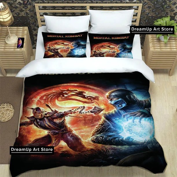 Cartoon Mortal Kombat Bedding Set Duvet Cover Bed Set Quilt Cover Pillowcase Boys Adult Home Textile