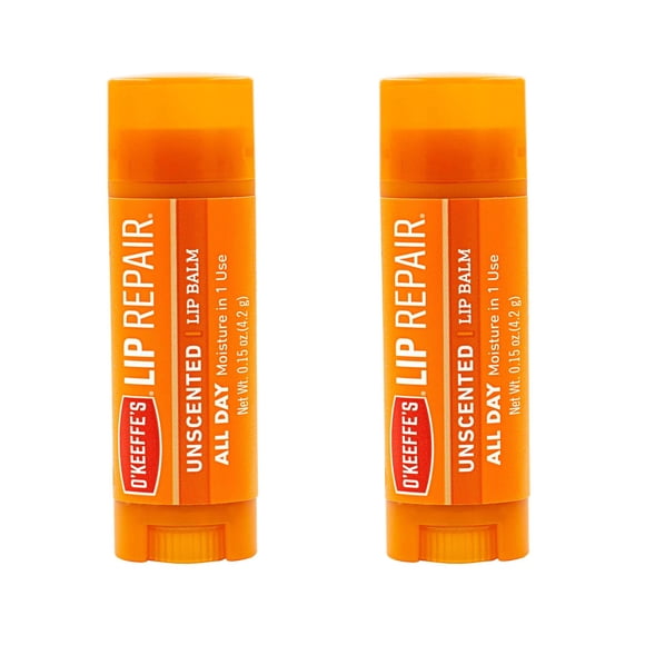 Bálsamo labial O'Keeffe's Lip Repair sin fragancia en barra, paquete de 2